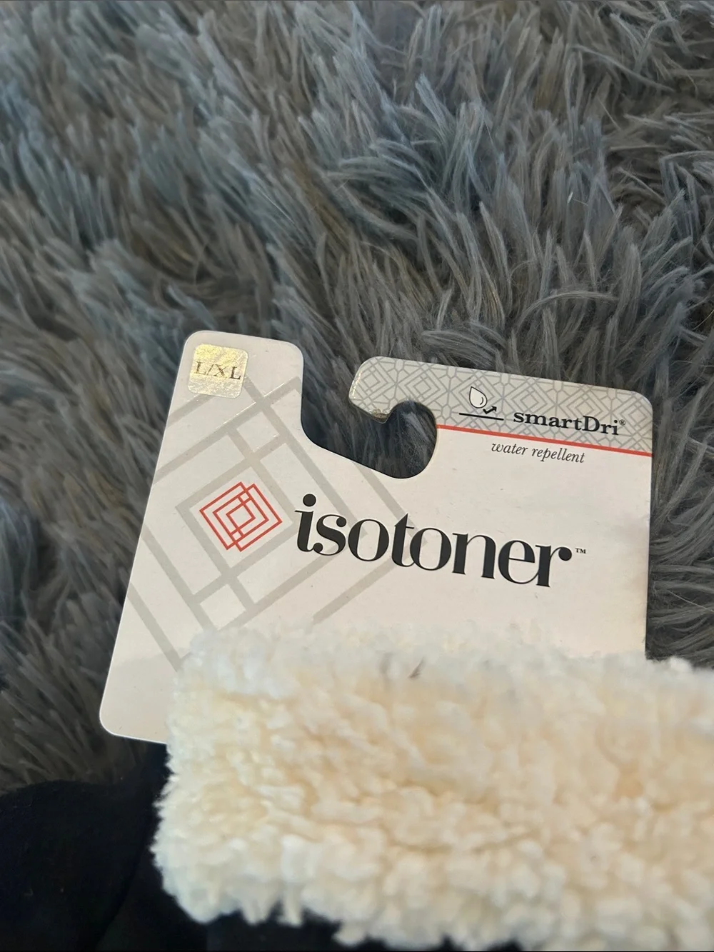 isotoner Black Microsuede Convertible Flip-Top Mittens with Cream Sherpa Trim